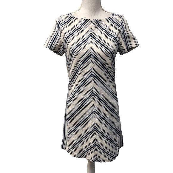 See By Chloe Dresses & Skirts - See By Chloe Surfing Blue Stripe Chevron Shift Dress Womens 34 XS Short Sleeve